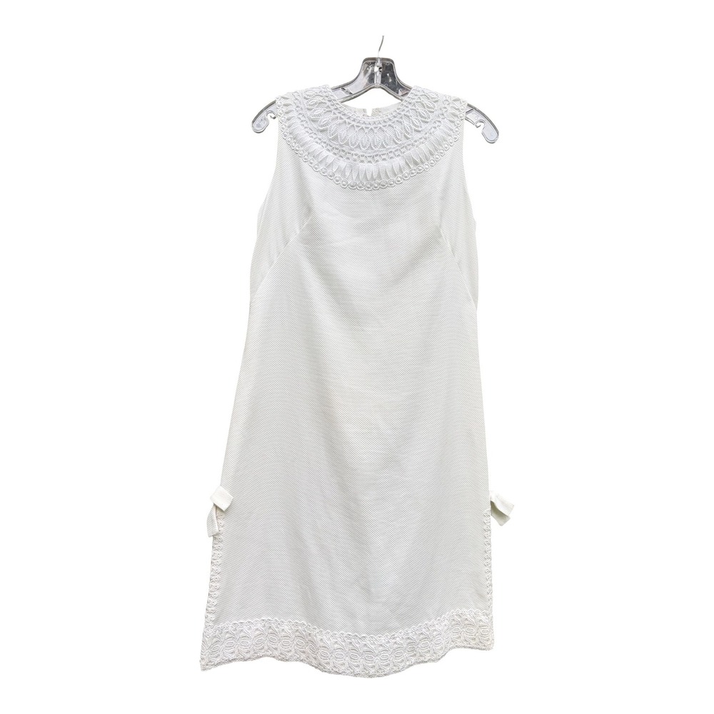 Vintage The Lilly 60s White Cotton Pique Lace Trim Shift Dress Size 12